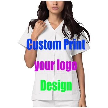 Običaj Logo Ispis Piling Za Njegu Kućnih ljubimaca Uniforma Ženske Spa Košulje Medicinska Radna odjeća Košulje Odjeća Scrubs Vrhovima