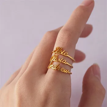 Običaj Prilagođene Oznake Prsten Za Žene I Muškarce Zlatne Boje Od Nehrđajućeg Čelika Muške, Ženske Vjenčano Prstenje Modni Nakit