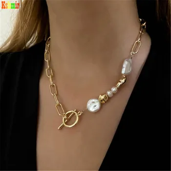 Ogrlica Kshmir, ženska jedinstvena metalni lanac, abnormalno biserna ogrlica, moderan donje biserna ogrlica 2020