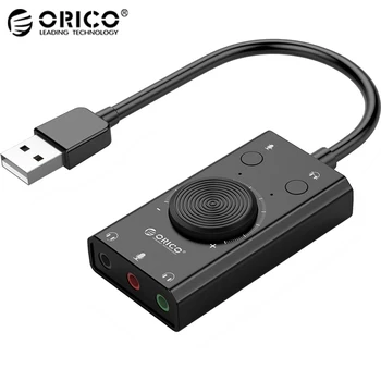 ORICO Vanjska Zvučna Kartica USB Mikrofon Slušalice 3,5 mm Audio Priključak 3 Izlazni Port Adapter S Podesivom Glasnoćom za Windows, Mac, Linux