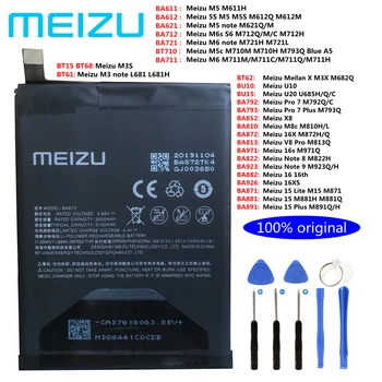 Original bateriju Meizu M5S M6s M5c M8c MX6 M3S M6 M5 i M3 Note M15 15 Lite 16 16XS 16X X8 V8 Pro 6 6S 7 Plus U10 BA621 BA872 BA852