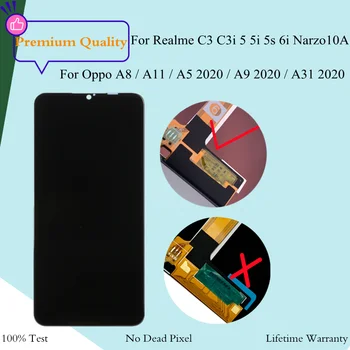 Originalni ekran Za Realme C3 5i 5 5s 6i verziju LCD zaslon Osjetljiv na dodir Digitalizator zamjena okvir Za OPPO A5 A9 A31 2020 A8, A11, LCD zaslon