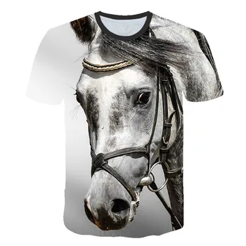 Prekrasna majica sa slikom Životinje Konja za muškarce, Ljetni 3D Moderan majice s likom Viteza, Svakodnevne majice sa Zanimljivim po cijeloj površini, Vrhovima