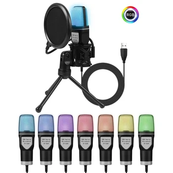 Prijenosni Žični Mikrofon RGB USB Kondenzatorski Mikrofon, Kondenzatorski Mikrofon Široko se Koristi za Snimanje Rođendana Streaming Konferenciji M76A