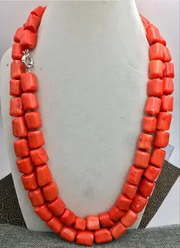 Prirodna Narančasta koralja 14-16 mm nepravilna zrna ogrlice lanca 52