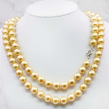 Prirodni Kamen 10 mm, zlatne boje AAA južna morska umivaonik biserna ogrlica 36 CM perle, Ručni Rad, izrada nakita YE2071 Veleprodajna cijena