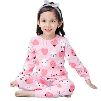 Proljeće-jesen kućna odjeća za djevojčice od čistog pamuka s slatka životinja, ružičasta boja пижама od 2 do 13 godina, dječja odjeća za spavanje, dječje donja košulja