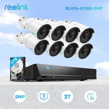 Reolink 5MP IP kamera sigurnosni Sustav za Detekciju vozila PoE 16ch NVR i 8 IP Vanjskih infracrvene kamere 3 TB HDD RLK16-410B8