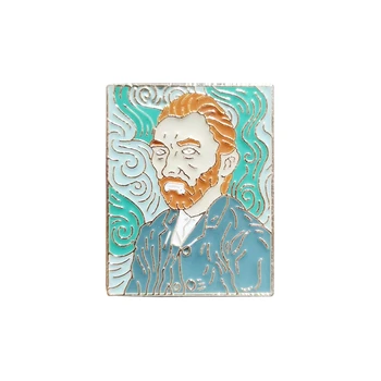 RSHCZY Crtani film Zlatni Van Gogh Ulje na platnu Emajl Broš običaj Rafting Ikonu Želja Kodovi Za Žene Nakit Poklon