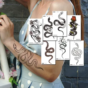 rukav ruke privremeni tattoo naljepnice zmija ruža cvijet body art slikarstvo vodootporne tetovaža je lažni prijenos vode žene muškarci naljepnica