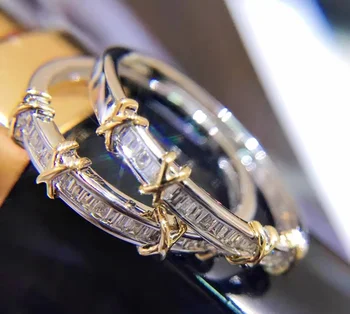 Ručni rad Dama 100% Soild S925 Sterling silver prsten Baguette Dijamant cz Zaruka Zaručnički Prsten za žene i muškarce Nakit