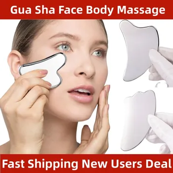 Scraper Od Nehrđajućeg Čelika Za Masažu Lica Gua Sha Alat Face Terapije Podizanje Kože Hlađenja Metalni Krug Smanjuje Natečenost
