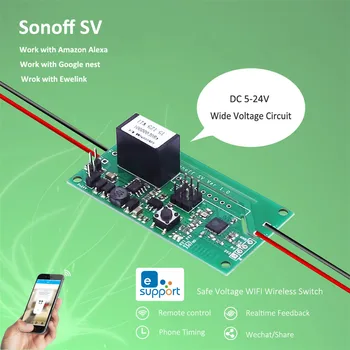 Sonoff SV Sigurno napon WiFi Bežični Prekidač za uključivanje/Isključivanje Pametna Kuća DIY Modul 5-24 U Upravljanje AC DC Power rad s Alexa/Nest/Ewelink