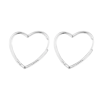 Srebrne Naušnice Od 925 Sterling Srebra, Malo Asimetrične Minđuše-prsten sa Srca Ljubavi, Pogodna Za Žene, Nakit, Ljubav