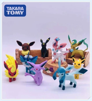 TAKARA TOMY Pokemon Evee Obitelj Anime Figure Model Zbirka Figurica Igračke za Djecu za Rođendan Božić Darove