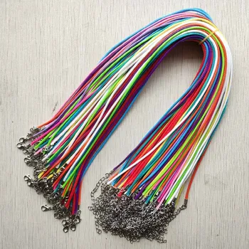 Veleprodaja 100pc 1,5 mm 2,0 mm mix Vosak Kožni kabel uže ogrlice 45 cm s kopčom Omar za diy ovjes nakit besplatna dostava