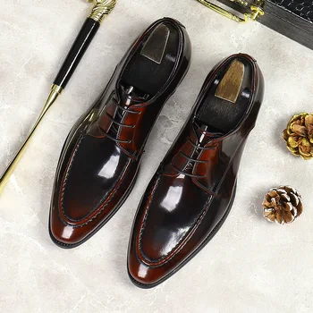 Visokokvalitetna Muške Cipele Od prave Kože, Muška Luksuzna Poslovna Službena Obuća, Office shoes-Oxfords Od Lakirane Kože, gospodo