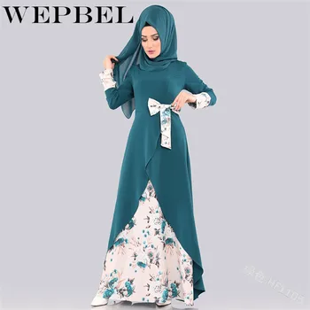WEPBEL muslimanske ženske haljine абайя Islamski arapski luk svakodnevni suptilni cvjetni pun rukav ženske haljine