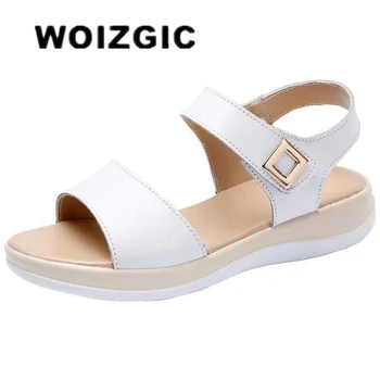 WOIZGIC/ Ženske ženske Sandale na Platformu Od Prave Kože, Ljetna Cool Plaža Cipele, Đonovi