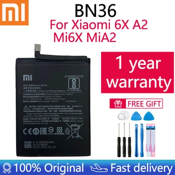 Xiao Mi je Original Bateriju za Telefon BN36 za Xiao Mi 6X mi 6x Mi A2 MiA2 3010mAh Zamjenjiva Baterija velikog Kapaciteta Besplatni Alati