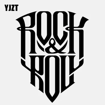 YJZT 12 cm * 14,9 cm Мультяшный tekst Rock-n-roll Vinil Naljepnica Crni/Srebrni Auto Oznaka C22-0712