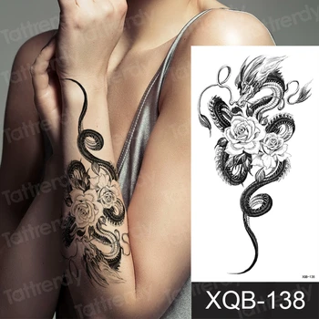 zmaj zmija privremena tetovaža vuka životinje nož seksi tetovaža naljepnica cvijet crna lažna tetovaža vodootporne za žene i djevojčice