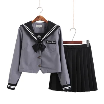 Školski Haljine Japanski Uniforma Jk Sivo Odijelo Mornar Anime Oblik Плиссированная Suknja Za Studente Jesen i zima
